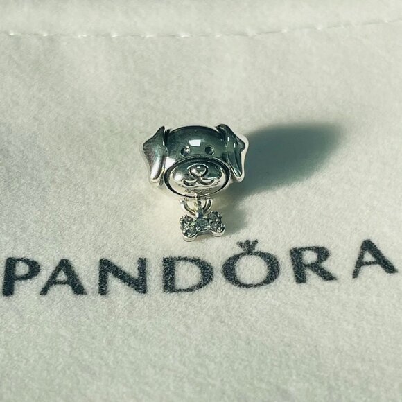 Pandora Pet Dog & Bon Dangle Charm Pendant, S925 Sterling Silver Jewelry - Picture 4 of 4